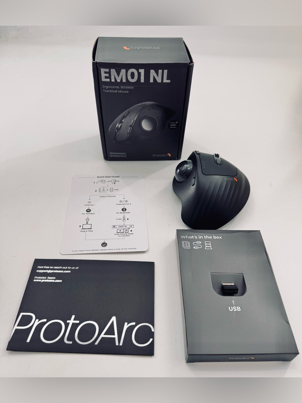 Wireless Trackball Mouse EM01 NL Ergonomic Bluetooth Rollerball Thumb OPEN BOX